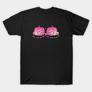 Funny Breast Cancer Awareness Survivor Previvor Halloween Pumpkins Gift For Girl Women T-Shirt